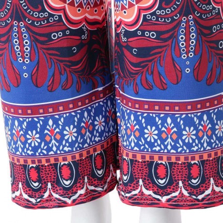 ETHNIC STYLE ELASTIC WAIST FLORAL PRINT EXUMAS PANTS FOR WOMEN