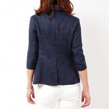 CASUAL LAPEL SOLID COLOR 3/4 SLEEVE BLAZER FOR WOMEN