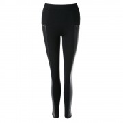 VINTAGE ELASTIC WAIST FAUX LEATHER SPLICING ZIPPERED PENCIL PANTS FOR WOMEN