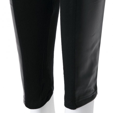 VINTAGE ELASTIC WAIST FAUX LEATHER SPLICING ZIPPERED PENCIL PANTS FOR WOMEN