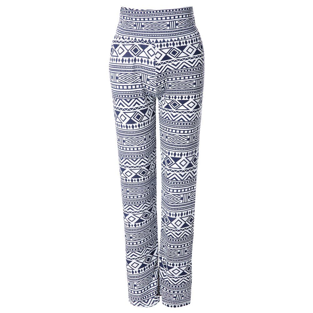 FASHIONABLE ELASTIC WAIST GEOMETRIC PRINT LOOSE-FITTING WOMEN'S EXUMAS PANTS
