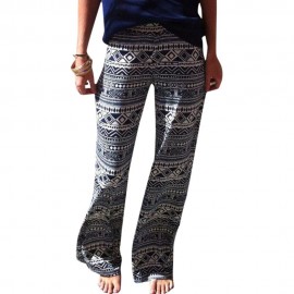 FASHIONABLE ELASTIC WAIST GEOMETRIC PRINT LOOSE-FITTING WOMEN'S EXUMAS PANTS