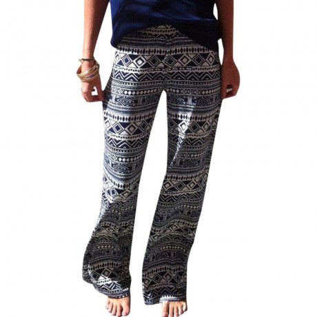 FASHIONABLE ELASTIC WAIST GEOMETRIC PRINT LOOSE-FITTING WOMEN'S EXUMAS PANTS