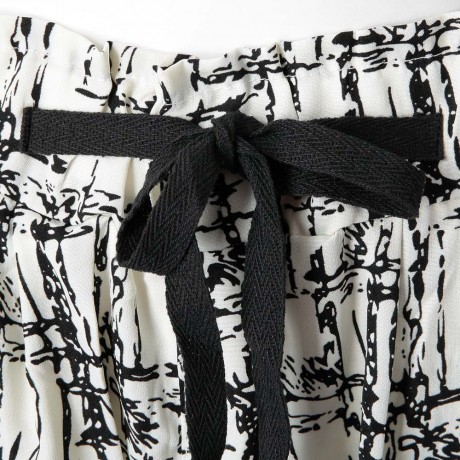 STYLISH WAIST DRAWSTRING PRINTED POCKET DESIGN WOMEN'S PANTS