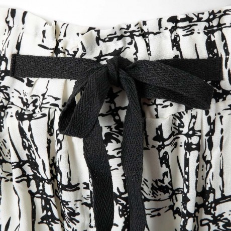 STYLISH WAIST DRAWSTRING PRINTED POCKET DESIGN WOMEN'S PANTS