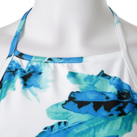 STYLISH JEWEL NECK PRINTED BACKLESS TOP AND HIGH SLIT SKIRT SUIT FOR WOMEN