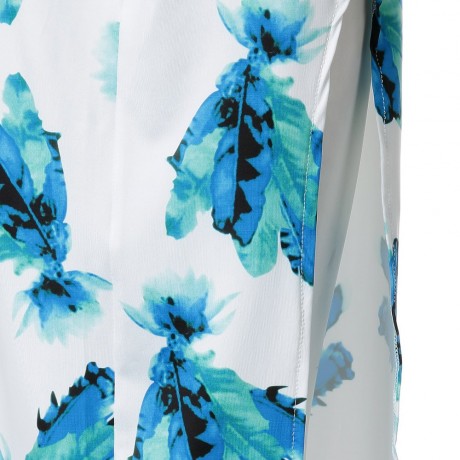 STYLISH JEWEL NECK PRINTED BACKLESS TOP AND HIGH SLIT SKIRT SUIT FOR WOMEN
