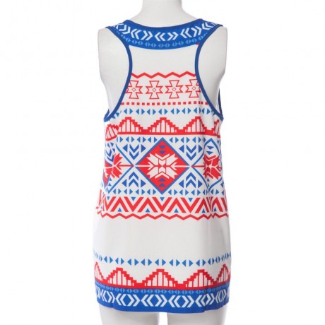 STYLISH SCOOP NECK ETHNIC PRINT TANK TOP FOR WOMEN