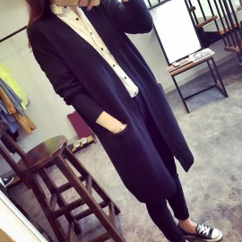 CASUAL V-NECK STRAIGHT LOOSE FITTING LONG SLEEVES CARDIGAN FOR WOMEN