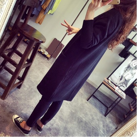 CASUAL V-NECK STRAIGHT LOOSE FITTING LONG SLEEVES CARDIGAN FOR WOMEN