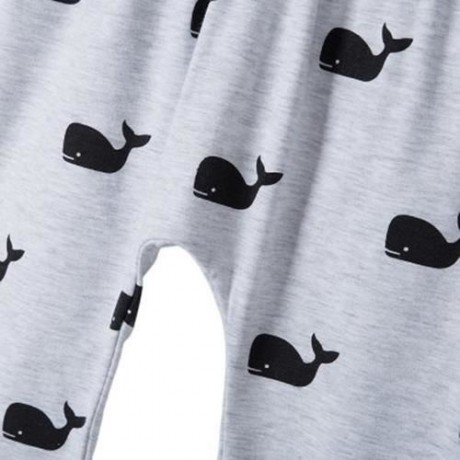 CUTE SHARK PRINTED LESIURE CHILDREN TROUSERS (GRAY)