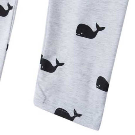CUTE SHARK PRINTED LESIURE CHILDREN TROUSERS (GRAY)