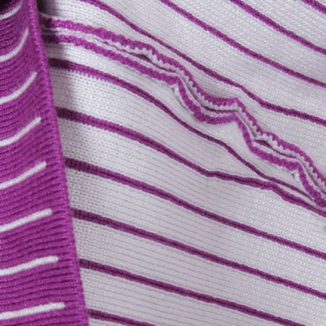 STYLISH SCOOP COLLAR LONG SLEEVE STRIPED KNITTED WOMEN'S SWEATER