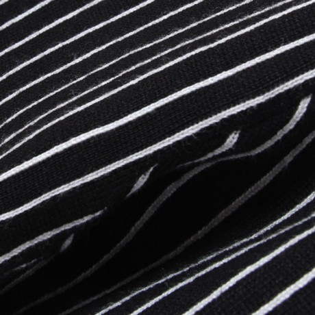 STYLISH SCOOP COLLAR LONG SLEEVE STRIPED KNITTED WOMEN'S SWEATER