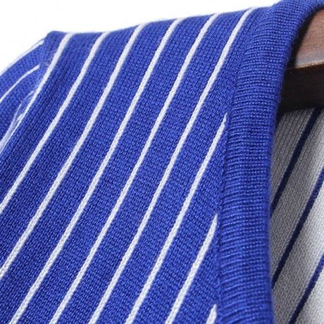 STYLISH SCOOP COLLAR LONG SLEEVE STRIPED KNITTED WOMEN'S SWEATER