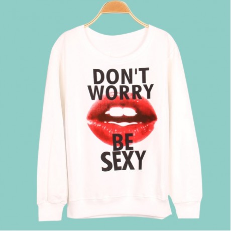 CASUAL ROUND COLLLAR LONG SLEEVE LIP PRINT WOMEN'S SWEATSHIRT
