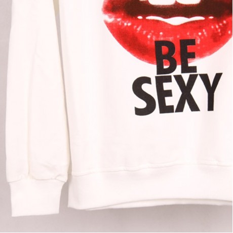CASUAL ROUND COLLLAR LONG SLEEVE LIP PRINT WOMEN'S SWEATSHIRT