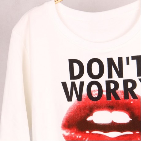 CASUAL ROUND COLLLAR LONG SLEEVE LIP PRINT WOMEN'S SWEATSHIRT