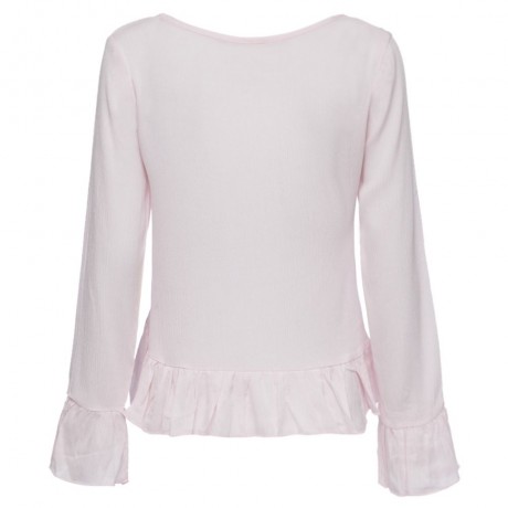 STYLISH SCOOP COLLAR FLARE SLEEVE PURE COLOR FLOUNCED WOMEN'S BLOUSE