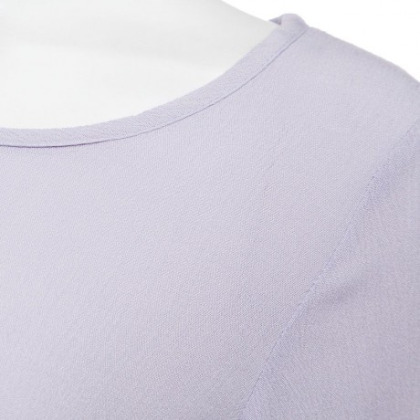 STYLISH SCOOP COLLAR FLARE SLEEVE PURE COLOR FLOUNCED WOMEN'S BLOUSE