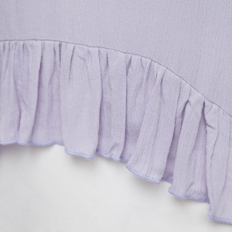 STYLISH SCOOP COLLAR FLARE SLEEVE PURE COLOR FLOUNCED WOMEN'S BLOUSE