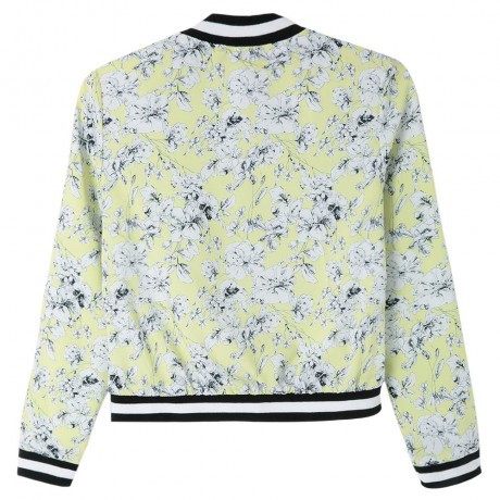 STYLISH STAND COLLAR LONG SLEEVE FLORAL PRINT ZIPPERED WOMEN'S COAT