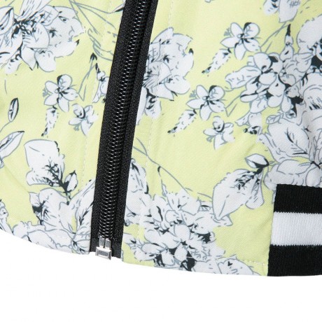 STYLISH STAND COLLAR LONG SLEEVE FLORAL PRINT ZIPPERED WOMEN'S COAT