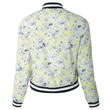 STYLISH STAND COLLAR LONG SLEEVE FLORAL PRINT ZIPPERED WOMEN'S COAT