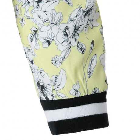 STYLISH STAND COLLAR LONG SLEEVE FLORAL PRINT ZIPPERED WOMEN'S COAT