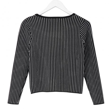 STYLISH SCOOP COLLAR LONG SLEEVE STRIPED KNITTED WOMEN'S SWEATER