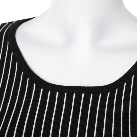STYLISH SCOOP COLLAR LONG SLEEVE STRIPED KNITTED WOMEN'S SWEATER
