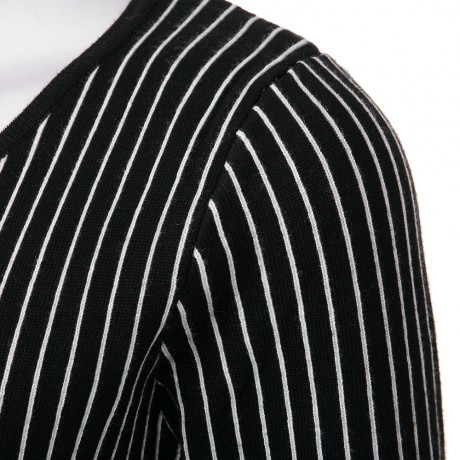 STYLISH SCOOP COLLAR LONG SLEEVE STRIPED KNITTED WOMEN'S SWEATER
