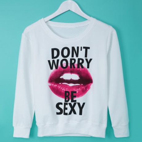 CASUAL ROUND COLLLAR LONG SLEEVE LIP PRINT WOMEN'S SWEATSHIRT