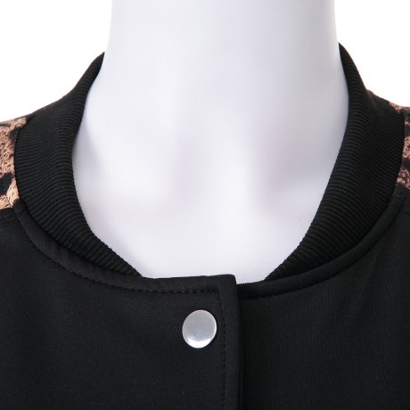 STYLISH ROUND COLLAR LONG SLEEVE FLORAL PRINT BUTTON DESIGN WOMEN'S BASEBALL COAT
