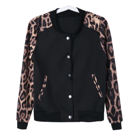 STYLISH ROUND COLLAR LONG SLEEVE FLORAL PRINT BUTTON DESIGN WOMEN'S BASEBALL COAT