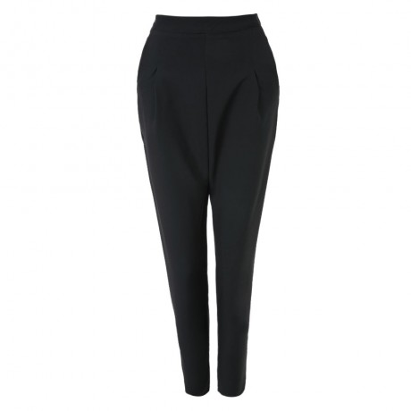 CASUAL HIGH WAIST PURE COLOR ZIPPERED LOOSE-FITTING NINTH WOMEN'S HAREM PANTS