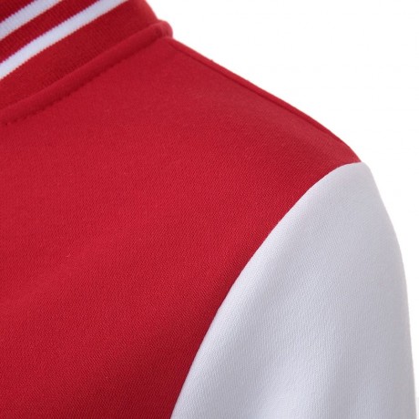 CASUAL STAND COLLAR LONG SLEEVE COLOR BLOCK BUTTON DESIGN WOMEN'S BASEBALL COAT