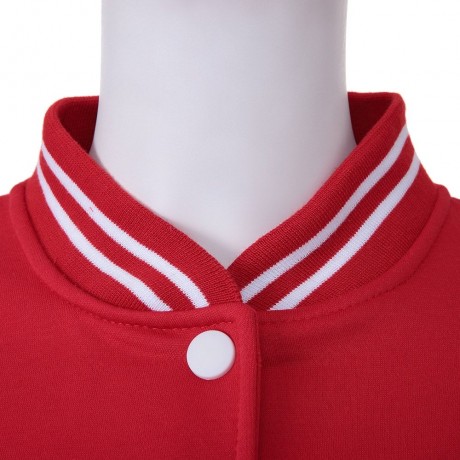CASUAL STAND COLLAR LONG SLEEVE COLOR BLOCK BUTTON DESIGN WOMEN'S BASEBALL COAT