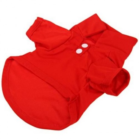 PUPPY KITTY SMALL PET COTTON POLO SHIRT CLOTHES COSTUME APPAREL (RED)