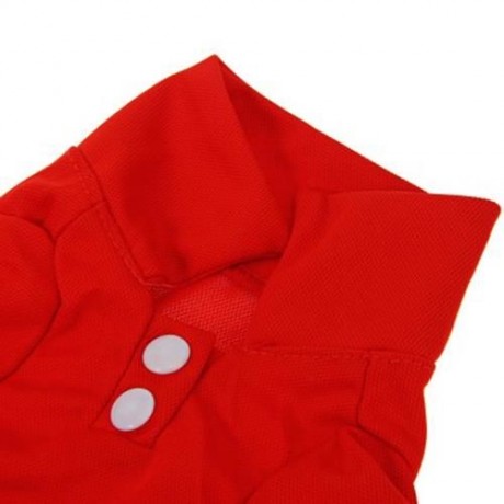 PUPPY KITTY SMALL PET COTTON POLO SHIRT CLOTHES COSTUME APPAREL (RED)