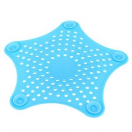 STAR SHAPE HAIR CATCHER RUBBER BATH SINK STRAINER SHOWER DRAIN COVER KITCHEN HELPER (BLUE)
