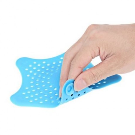 STAR SHAPE HAIR CATCHER RUBBER BATH SINK STRAINER SHOWER DRAIN COVER KITCHEN HELPER (BLUE)