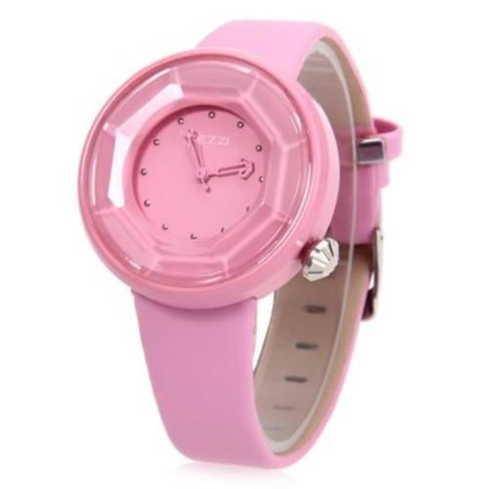KEZZI K708 FEMALE QUARTZ WATCH WATER RESISTANCE LEATHER BAND CUTTING SURFACE DIAL WRISTWAT