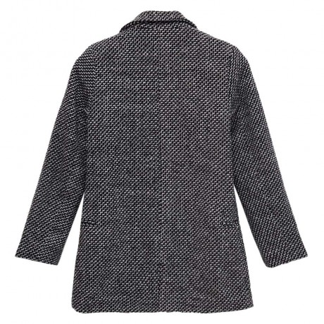 FASHIONABLE TURN-DOWN COLLAR LONG SLEEVES HOUNDSTOOTH WOMEN'S WOOLEN COAT