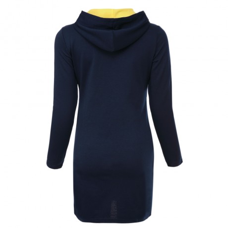CASUAL HOODED LONG SLEEVE EMBELLISHED STRAIGHT COLOR BLOCK WOMEN'S DRESS