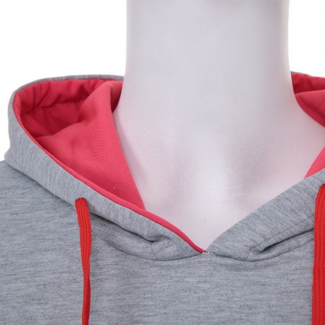 CASUAL HOODED LONG SLEEVE EMBELLISHED STRAIGHT COLOR BLOCK WOMEN'S DRESS