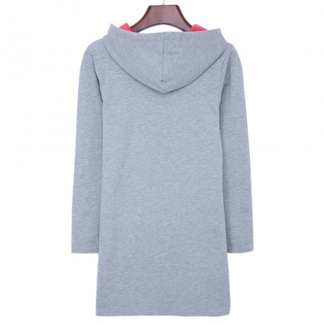 CASUAL HOODED LONG SLEEVE EMBELLISHED STRAIGHT COLOR BLOCK WOMEN'S DRESS