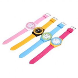 KEZZI K681 CHILDREN QUARTZ WATCH WATER RESISTANCE LEATHER BAND WRISTWATCH (BLUE)