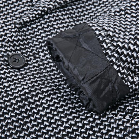 FASHIONABLE TURN-DOWN COLLAR LONG SLEEVES HOUNDSTOOTH WOMEN'S WOOLEN COAT