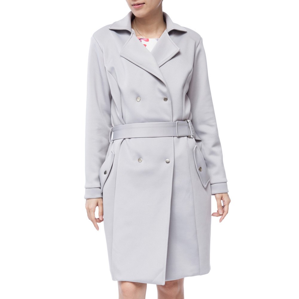 CHIC TURN DOWN COLLAR LONG SLEEVE DOUBLE-BREASTED LACE-UP WOMEN'S TRENCH COAT